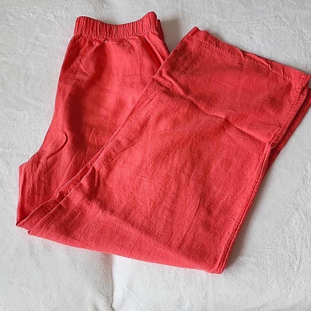 Abercrombie & Fitch Coral Linen Pants Pants with pockets